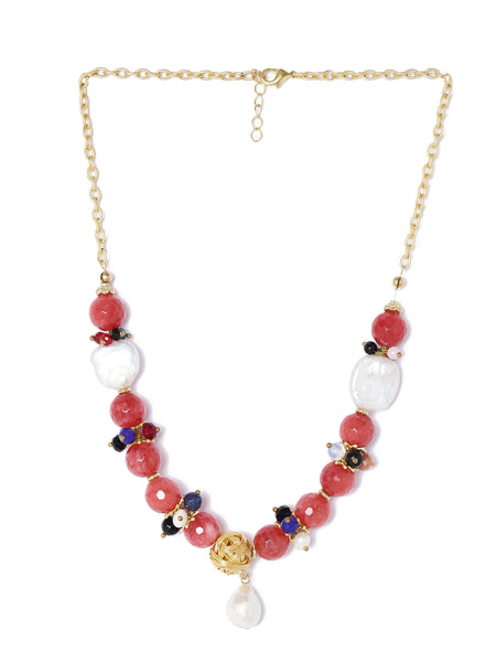 Gemstone and Freshwater Pearl Matinee Necklace