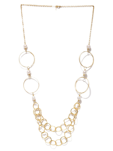 Gold Plated Pearl Layered Necklace