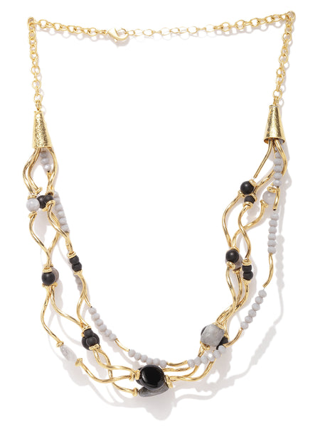 Multi Layered Twisted Gray Onyx Necklace