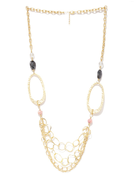 Dramatic Smokey Quartz Gold Plated Necklace