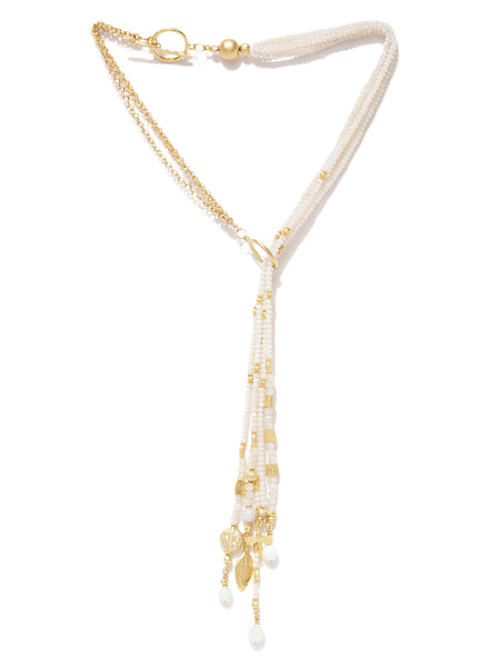 Chic Ivory Quartz Lariat Necklace