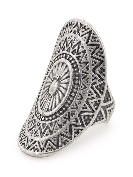 Classic Silver-plated Adjustable Ring with Floral Motif Rings