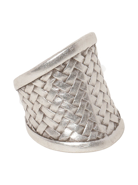 Mesh Pattern Silver Plated Ring