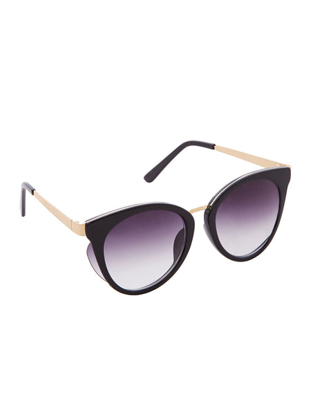 Elegant Black Cateye Metal and PC Sunglasses - Thingalicious
 - 1