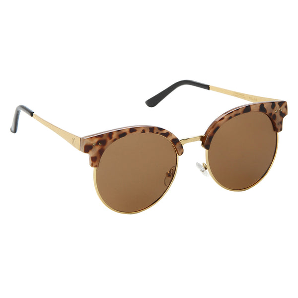 Brown Half Rim UV Protected Round Sunglasses