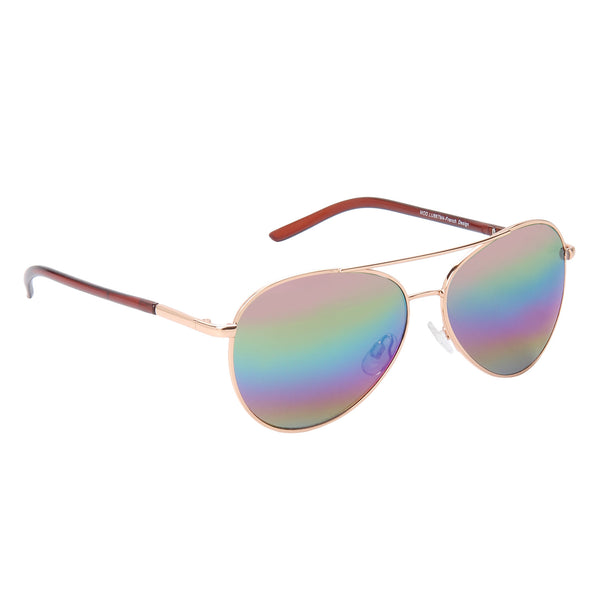 Golden Metal Full Rim UV Protected Sunglasses