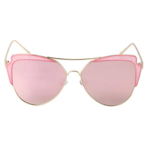 Stylish Rose Pink Half Rim Sunglasses