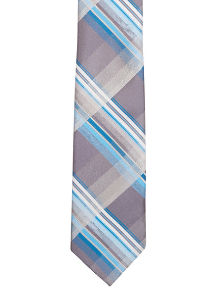 Light Grey Microfibre Plaid Tie - Thingalicious
 - 1