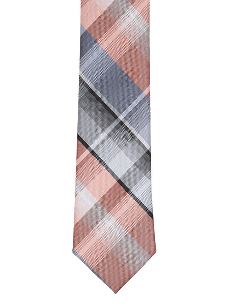 Peach and Grey Plaid Tie - Thingalicious
 - 1