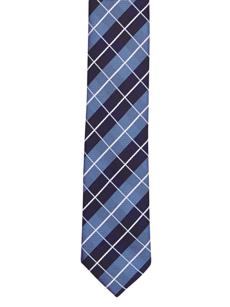 Dark Blue Plaid Tie - Thingalicious
 - 1