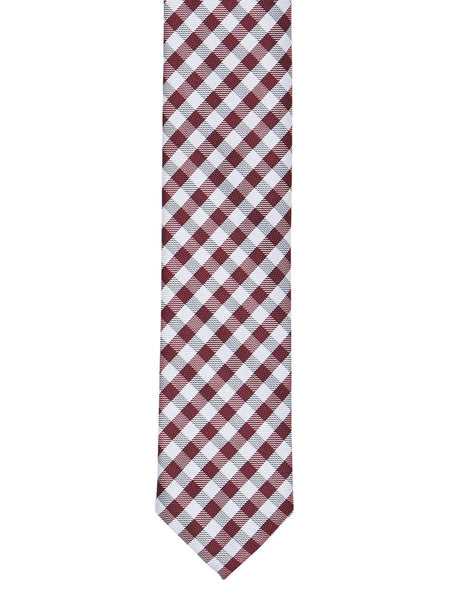 Classic Grey and Maroon Check Tie - Thingalicious
 - 1