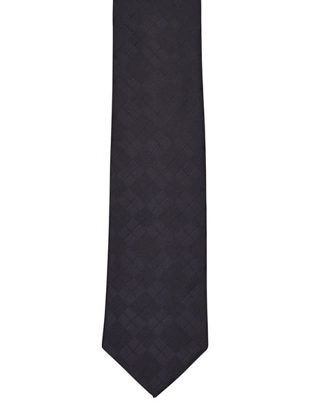 Solid Black Textured Slim Tie - Thingalicious
 - 1