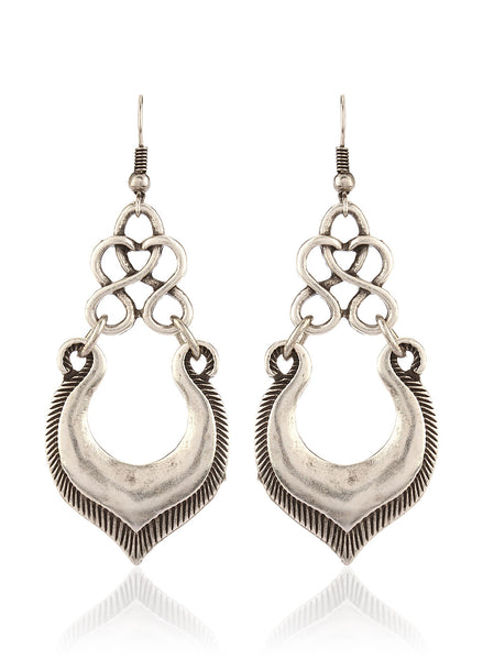 Dome Shaped Dangling Anitque Silver Earrings - Thingalicious
 - 1