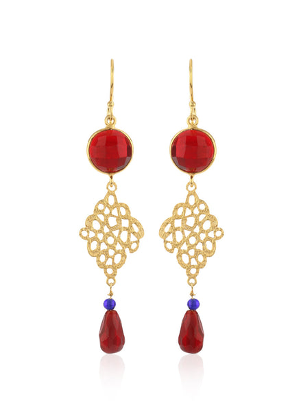 Lattice Allure Long Gold Earrings - Thingalicious
 - 1