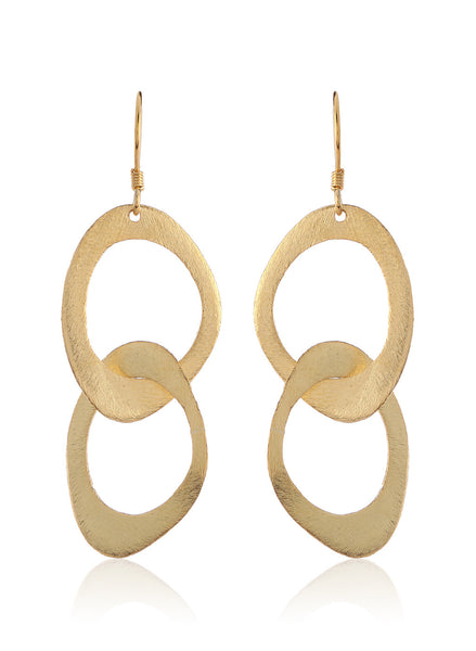 Oval  Links Gold Plated Drop Earrings - Thingalicious
 - 1