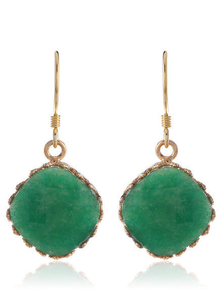 Emerald Glow Gold Plated Earrings - Thingalicious
 - 1