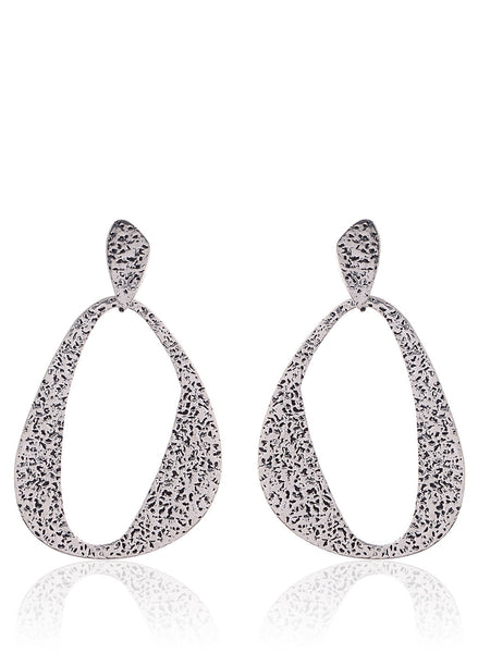 Hammered Silver Plated Drop Earrings - Thingalicious
 - 1