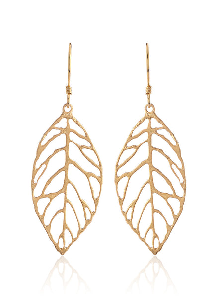 Fall Leaf Gold Plated Earrings - Thingalicious
 - 1