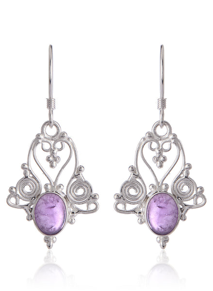 Delicate Amethyst  and Silver Drop Earrings - Thingalicious
 - 1