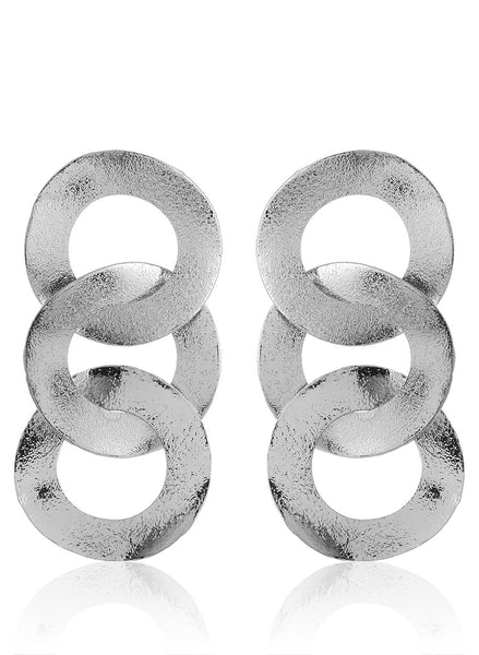 Oversized Interlinked Circles Silver Earrings - Thingalicious
 - 1