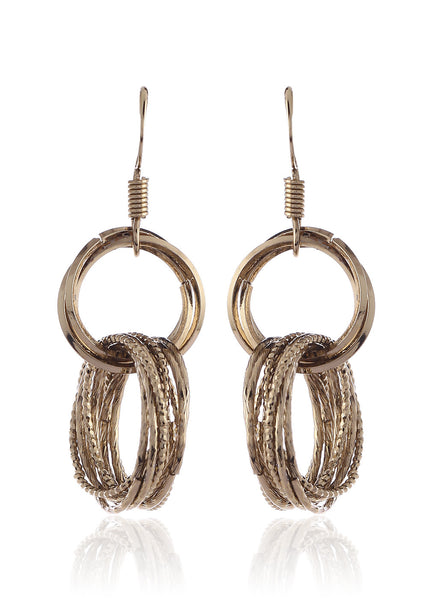 Interlinked Multi Rings Bronze Earrings - Thingalicious
 - 1