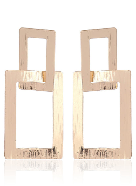 Linked Rectangle Gold Drop Earrings - Thingalicious
 - 1