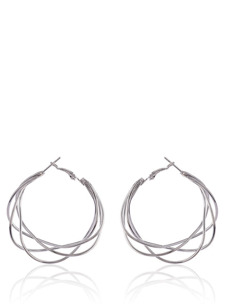 Multi Layered Spiral Silver Hoop Earrings - Thingalicious
 - 1