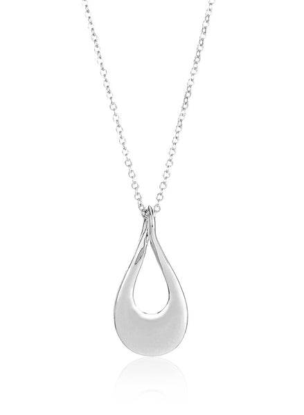 Twisted Tear Drop Silver Pendant Necklace - Thingalicious
 - 1