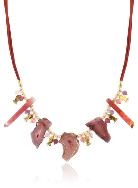 Serendipity Pink Agate Necklace - Thingalicious
 - 1