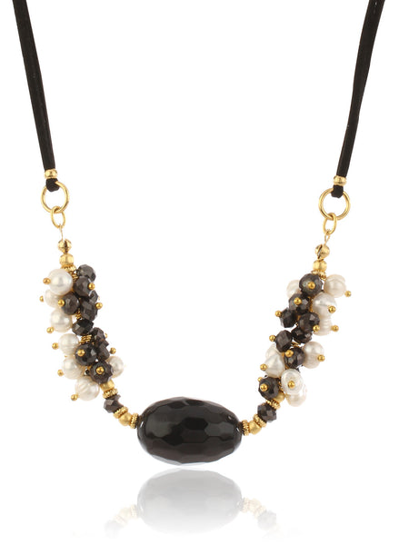 Bountiful Black Agate & Fresh Water Pearls Necklace - Thingalicious
 - 1