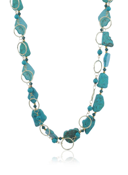 Chunky Irregular Turquoise Stone Layered Necklace - Thingalicious
 - 1