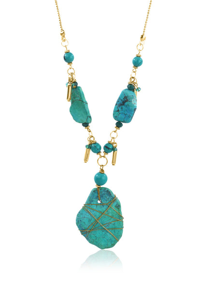 Gypsy Turquoise Stone Long Necklace - Thingalicious
 - 1