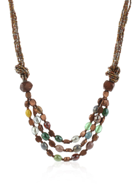 Knotted Multi Layered Antique Beads Necklace - Thingalicious
 - 1