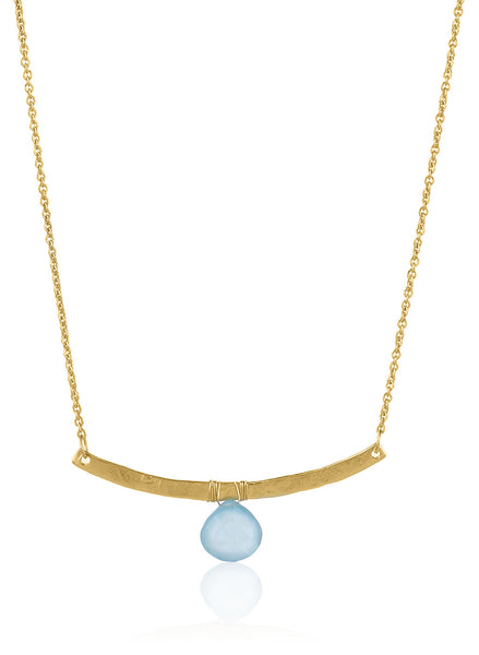 Celestial Aqua Drop Gold Plated Necklace - Thingalicious
 - 1