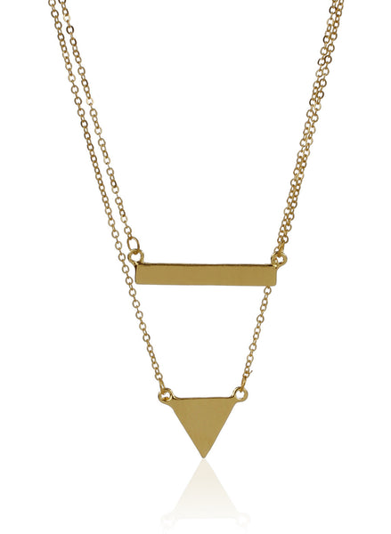 Gold Layered Geometric Necklace - Thingalicious
 - 1