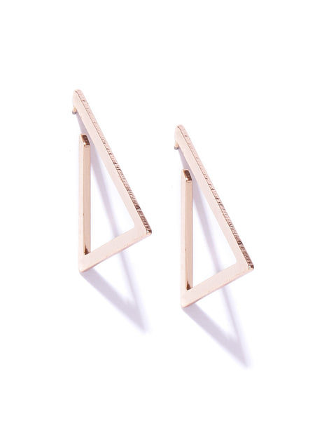 Rose Gold-Toned Triangular Handcrafted Drop Earrings