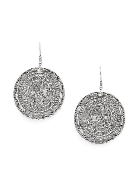 Oxidised Silver Plated Classic Round Earrings