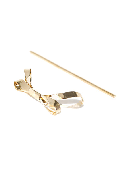 Gold-Plated Bow-Shaped Hair Barrette Hair Clip Juda Pin