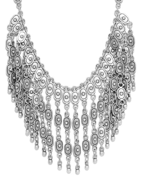 Oxidised Silver Plated Classic Bib Necklace