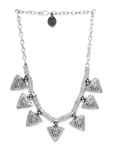 Oxidised Silver Plated Triangle Motif Necklace