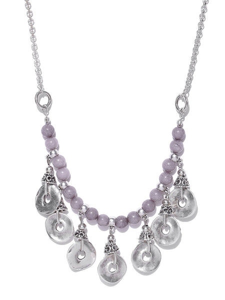 Silver-Plated Handcrafted Semi Precious Stone-Studded Princess Necklace