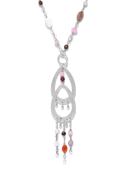 Silver-Plated Handcrafted Semi Precious Stone-Studded Necklace