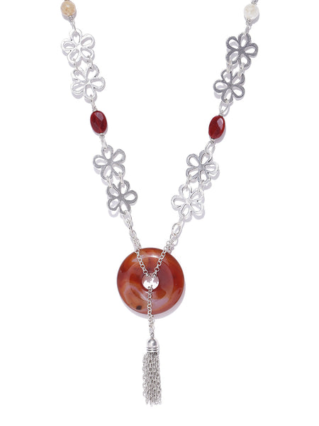 Silver-Plated Handcrafted Semi Precious Stone Necklace