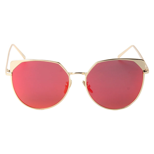 Golden Full Rim Red Reflector Sunglasses