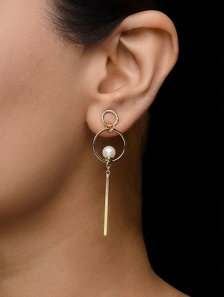 Gold-plated Pearl Embelished Earrings