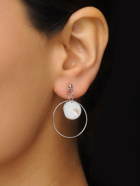 Mother of Pearl Rhodium-plated Earrings