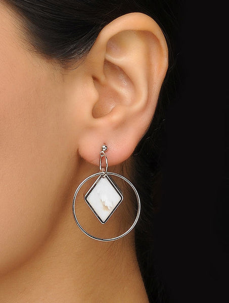 Mother of Pearl Rhodium-plated Mismatch Earrings