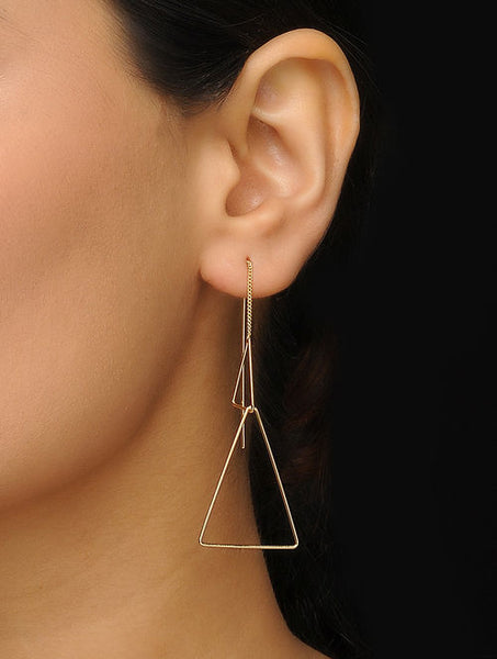 Classic Gold-Plated Needle Thread Earrings